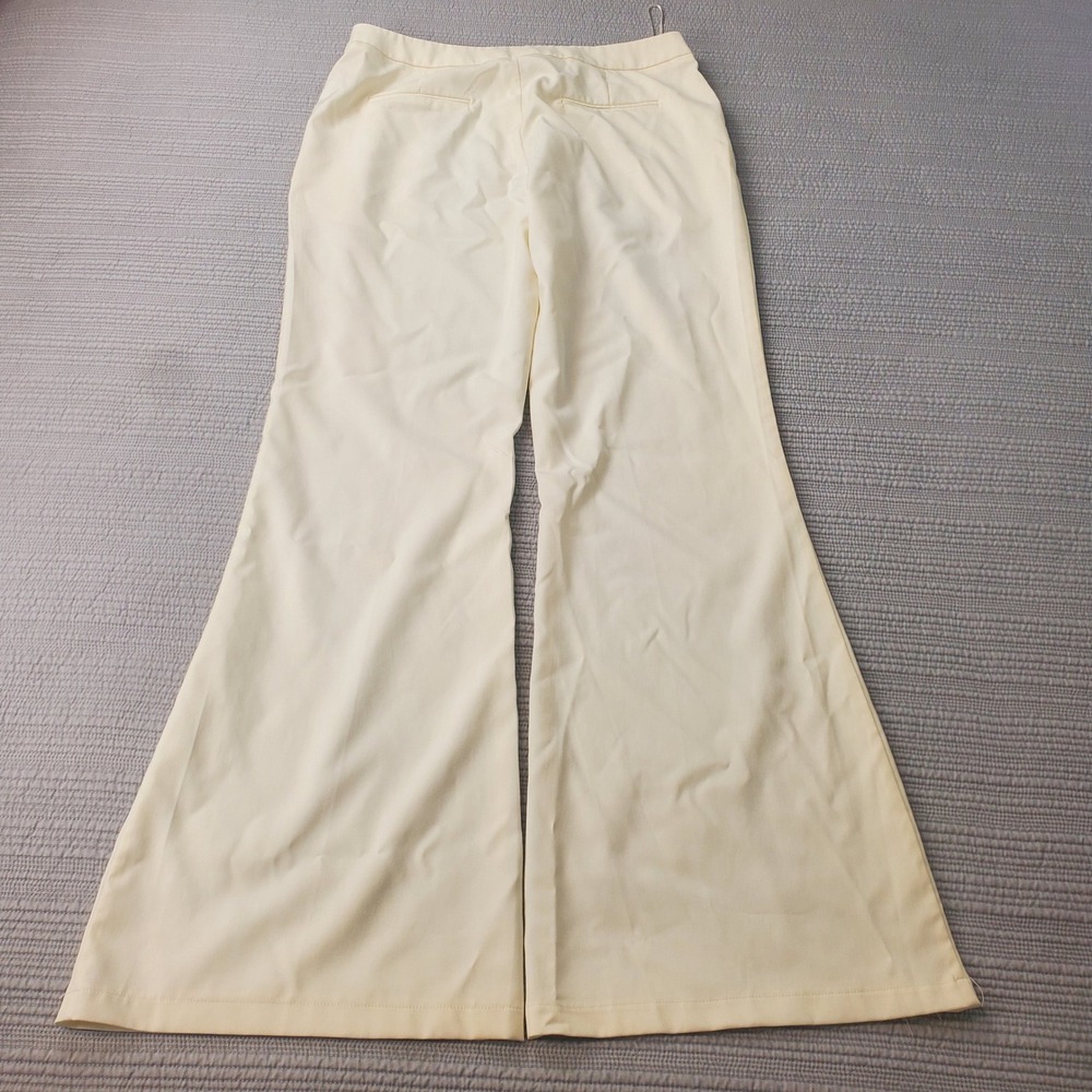 Fashion Nova Wide Leg Trousers Womens XL Cream Off White High Waist KSHM410122
